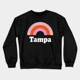 Tampa, Florida - FL Retro Rainbow and Text Crewneck Sweatshirt